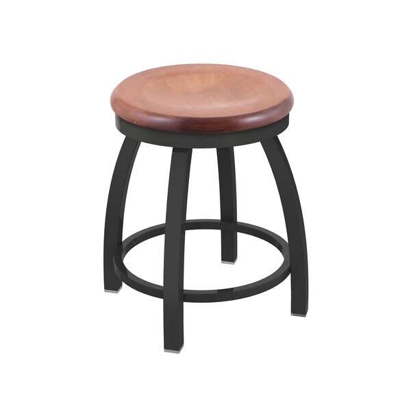 18" Swivel Vanity Stool, Pewter Finish, Med Maple Seat